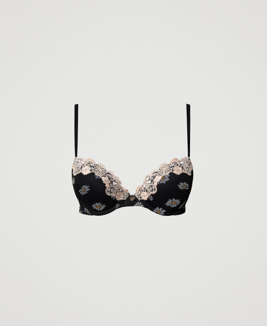 Push-up bra with daisy print Black Daisy Print Woman 231LL6M44_10329_S0