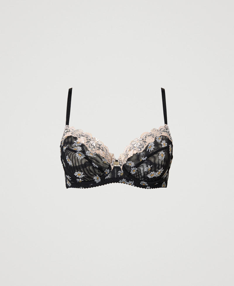 Underwire bra with daisy print