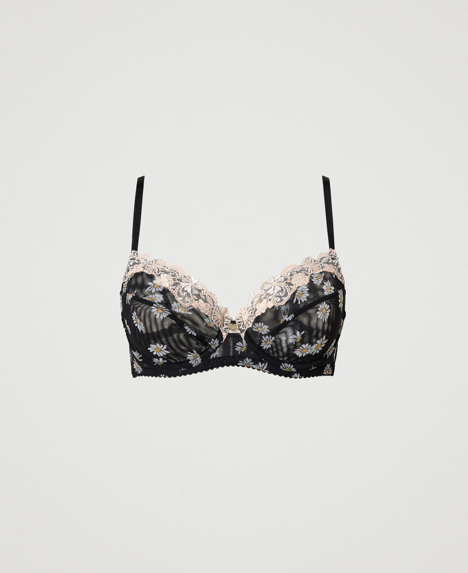 Underwire bra with daisy print Black Daisy Print Woman 231LL6M55_10329_S0