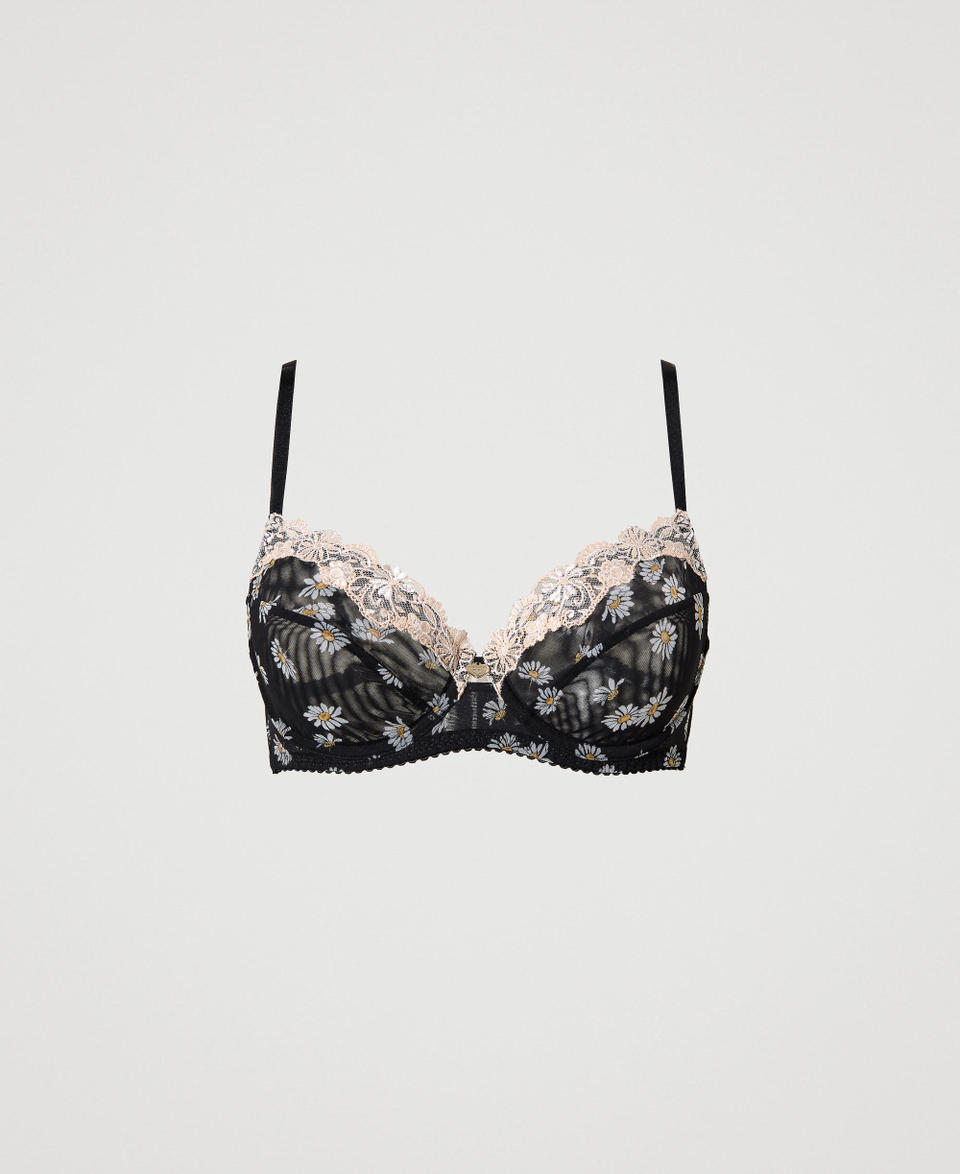Underwire bra with daisy print Black Daisy Print Woman 231LL6M55_10329_0S