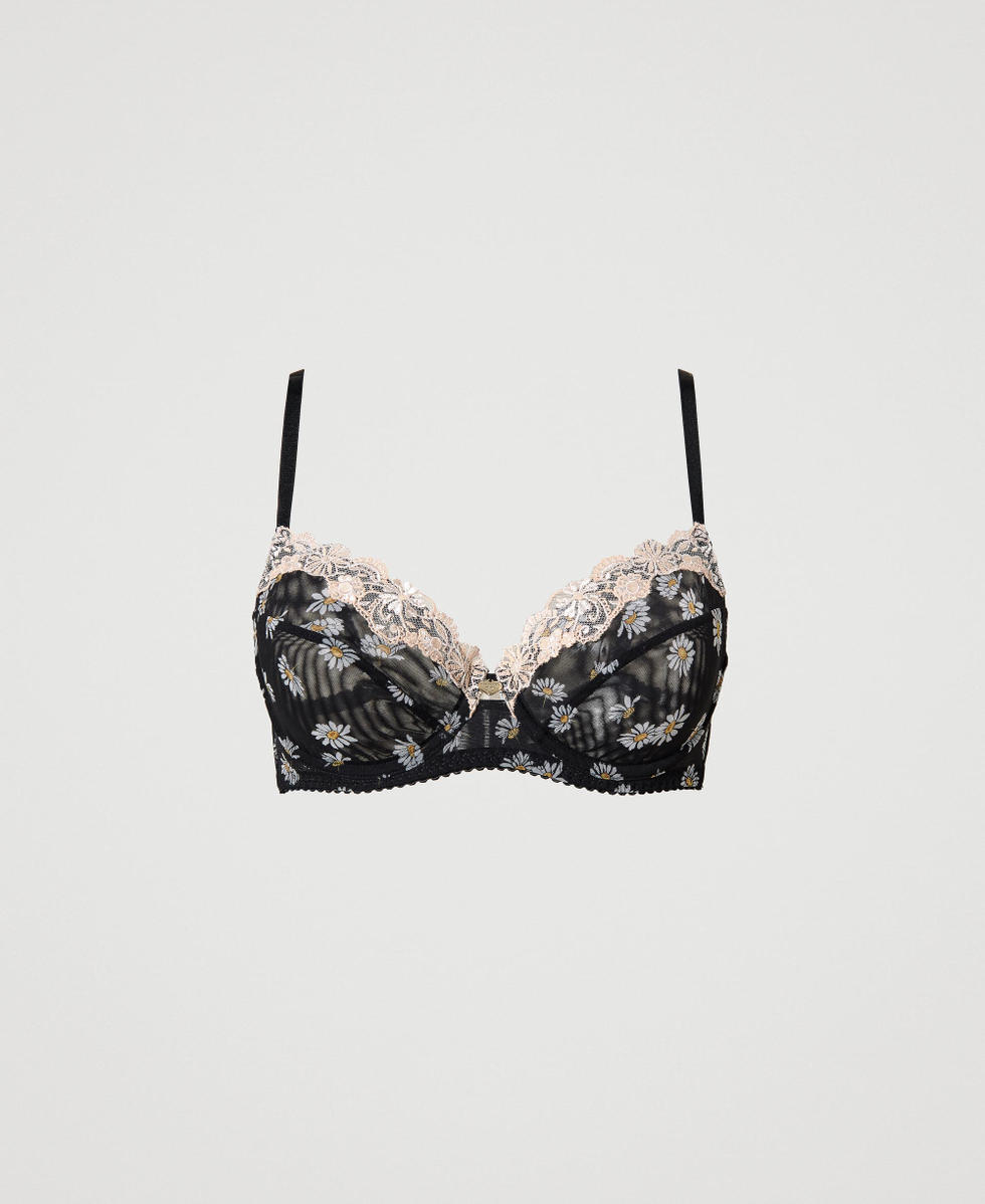 Underwire bra with daisy print Black Daisy Print Woman 231LL6M55_10329_S0