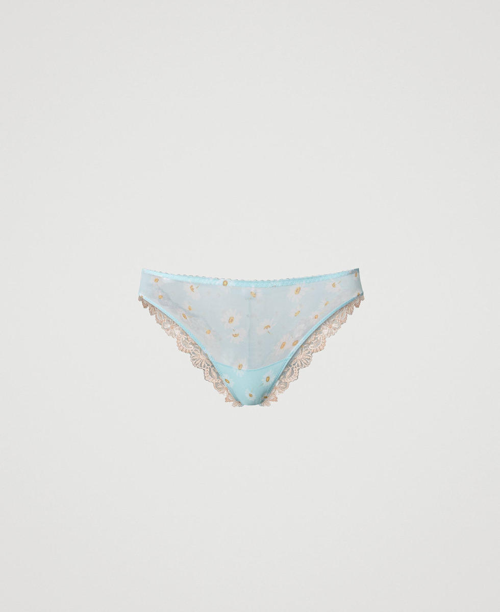 Tulle Brazilian briefs with daisy print