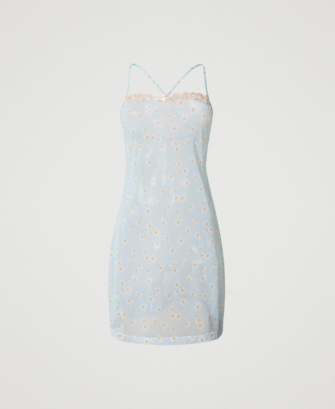 Tulle slip with daisy print Star Blue Daisy Print Woman 231LL6MYY_10408_0S