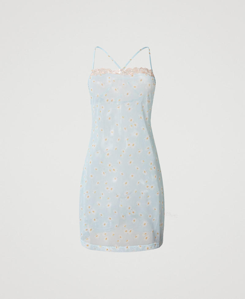 Tulle slip with daisy print Star Blue Daisy Print Woman 231LL6MYY_10408_0S