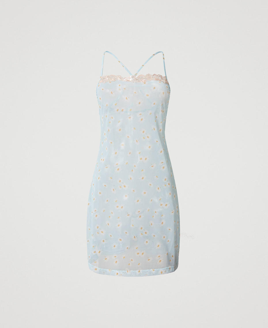 Unterkleid aus Tüll mit Margeritenprint Margeritenprint Star Blue Frau 231LL6MYY_10408_S0