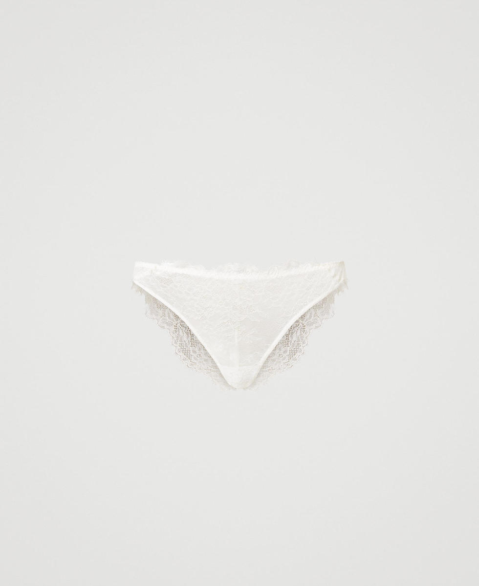 Scalloped lace Brazilian briefs Sugar White Woman 231LL6N77_00632_S0