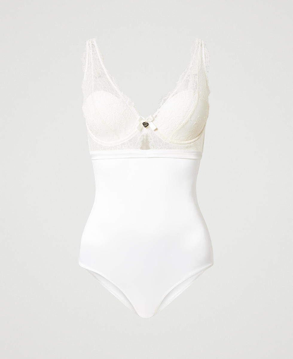 Satin and lace bodysuit