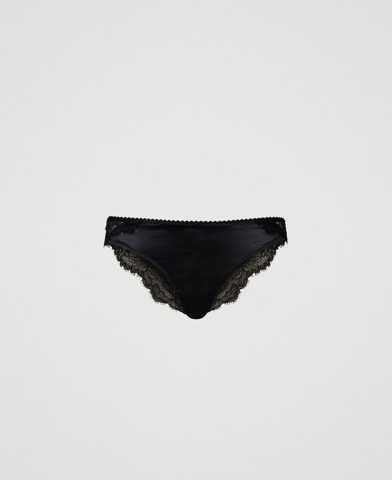 Satin and lace Brazilian briefs
