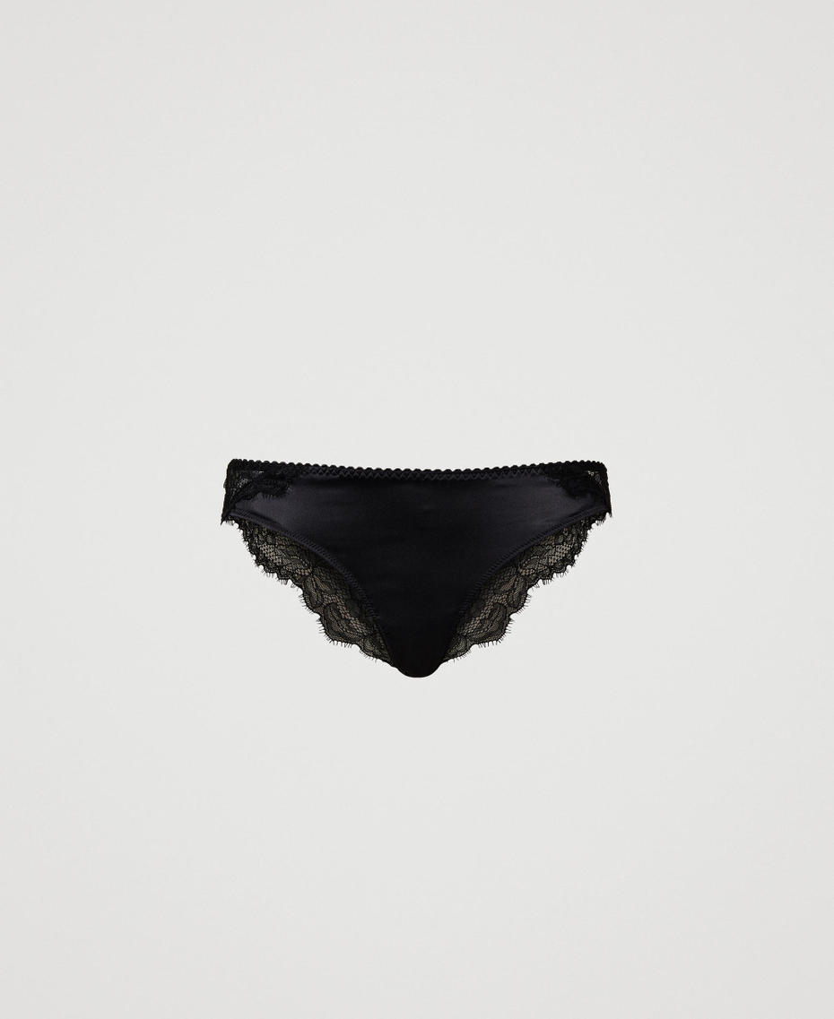 Satin and lace Brazilian briefs
