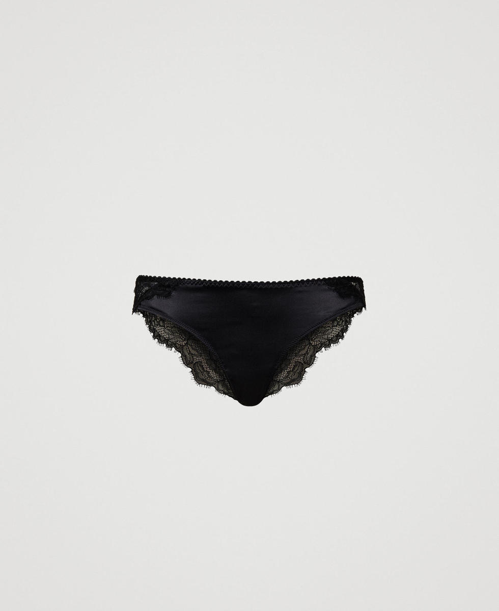 Satin and lace Brazilian briefs