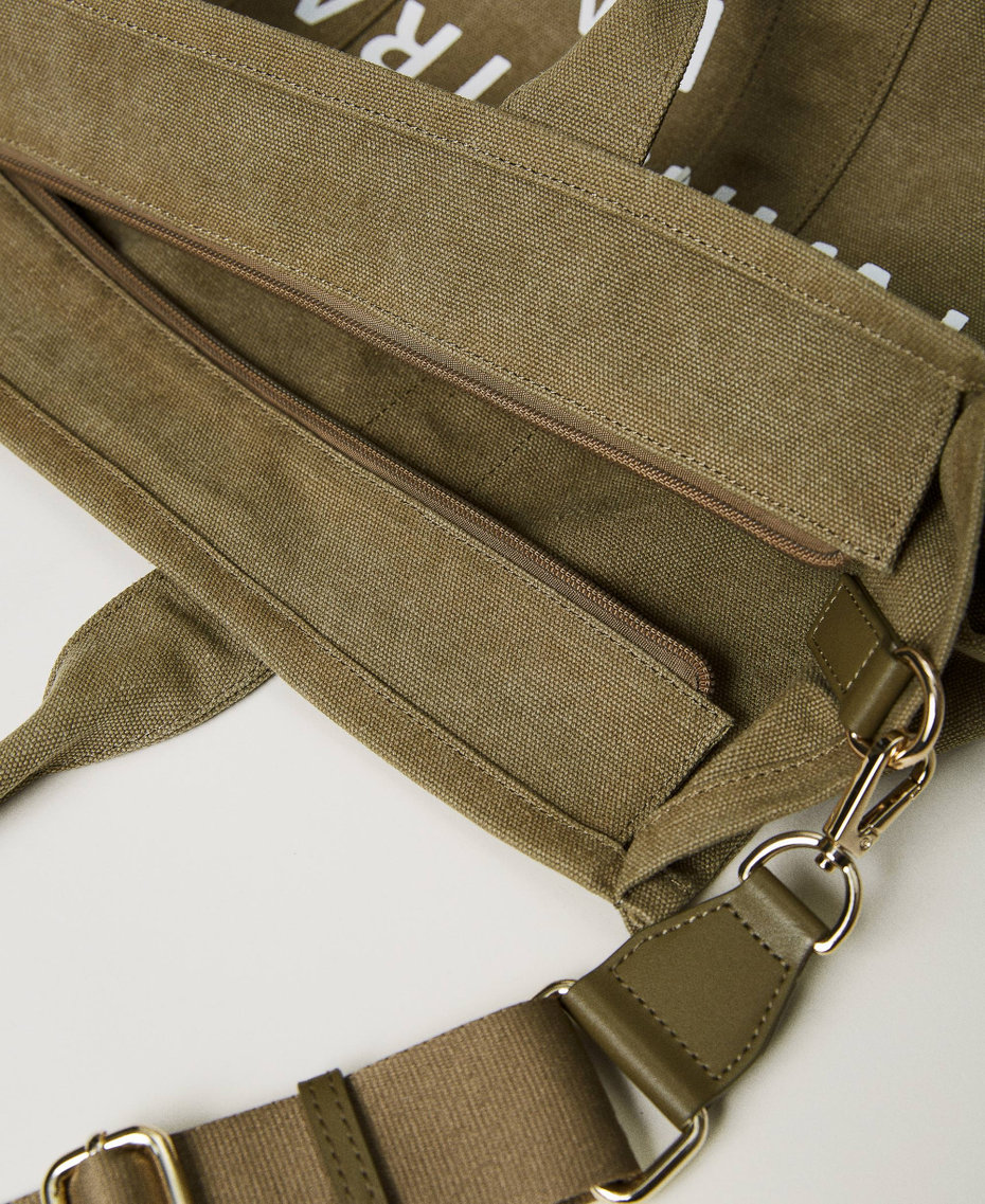 Canvas shopper with logo Elm Green Woman 231LL7900_10284_04