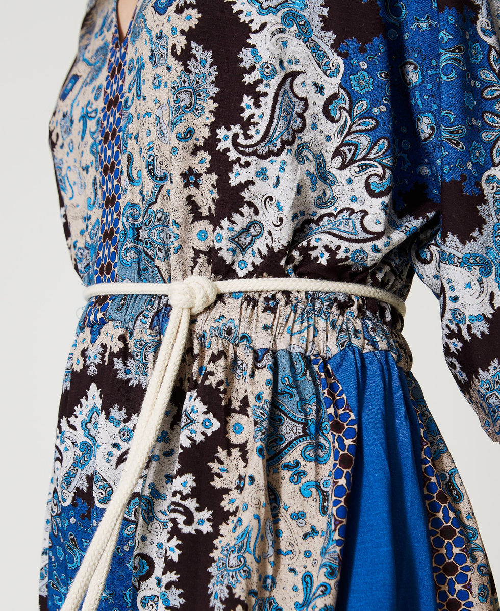 Robe courte avec imprime foulard Femme Bleu TWINSET Milano