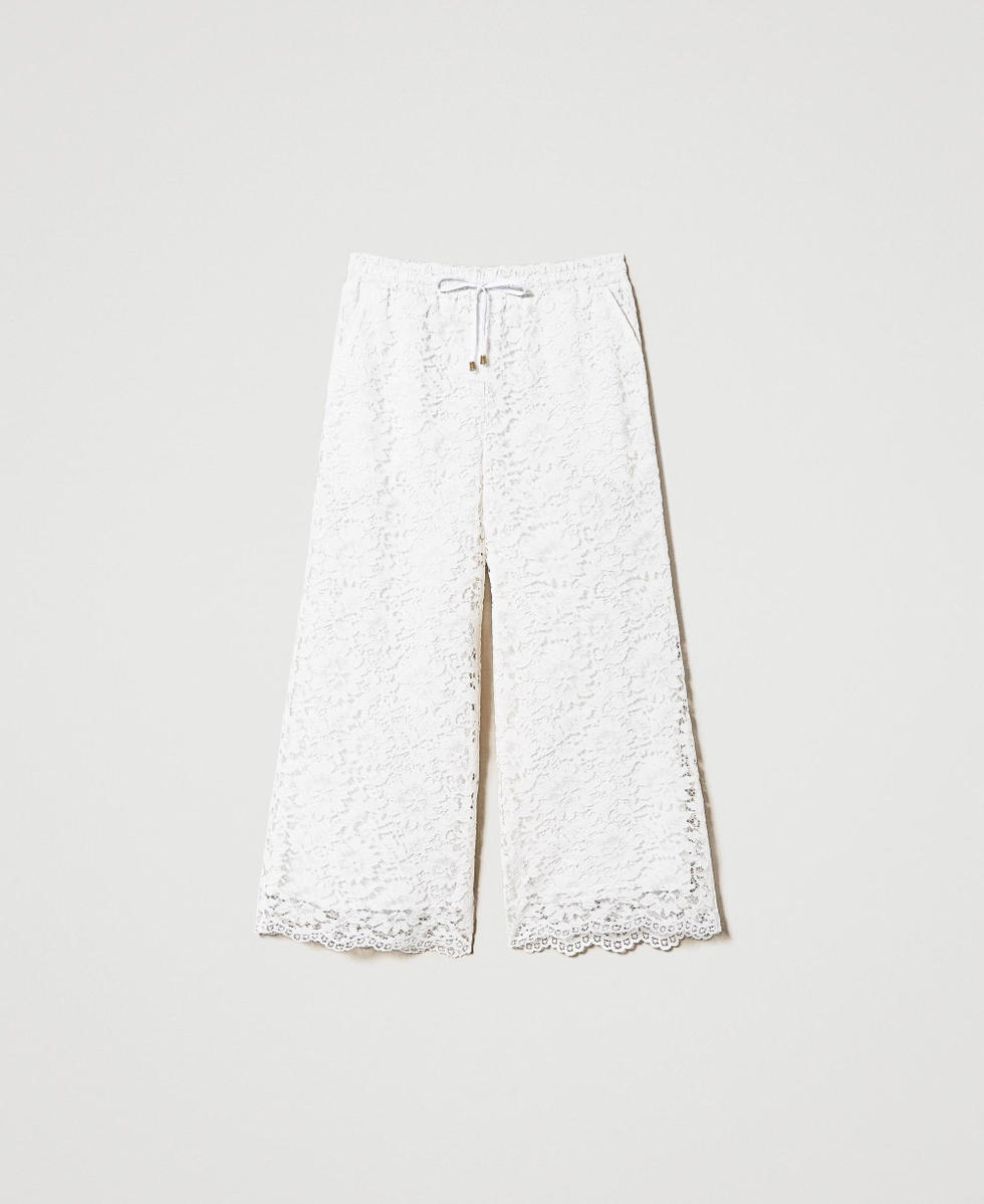 Cropped-Hose aus Makrameespitze