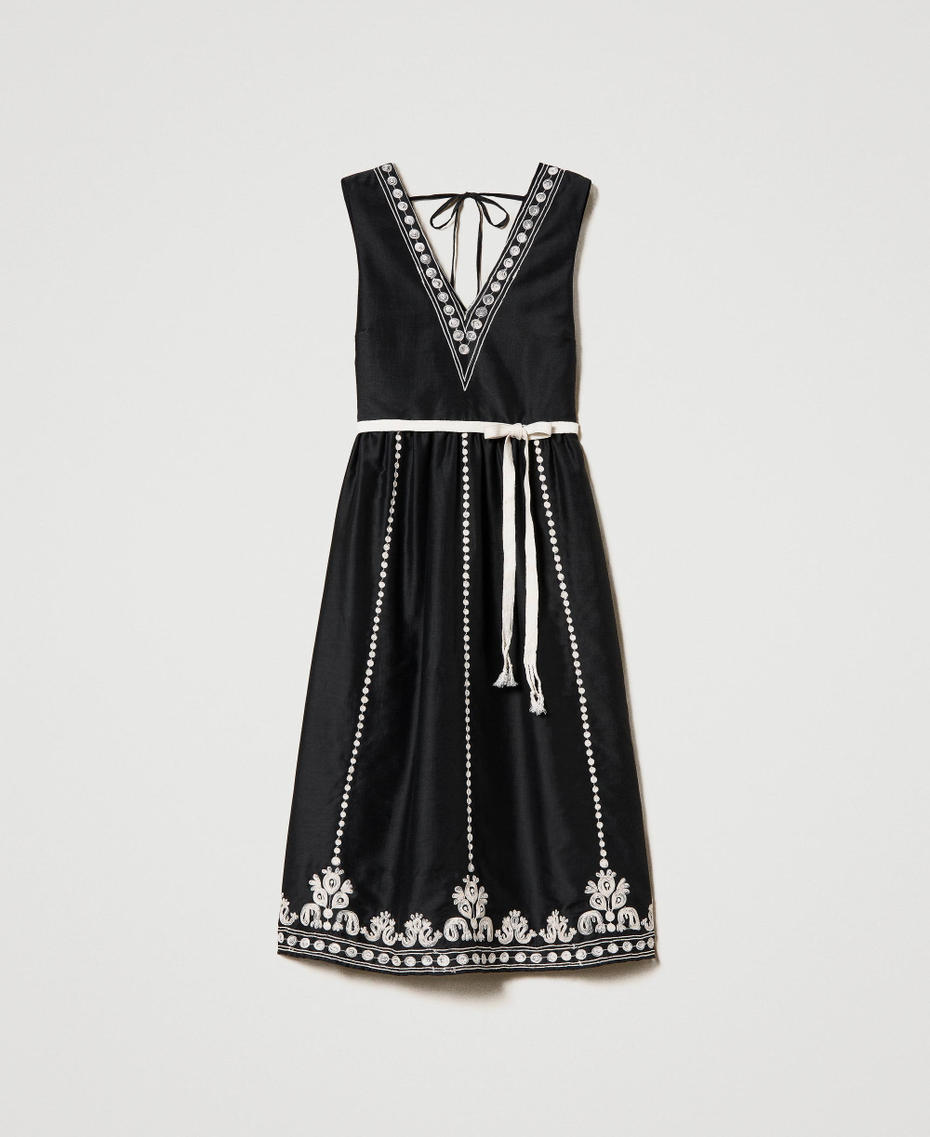 Midi muslin dress with embroidery