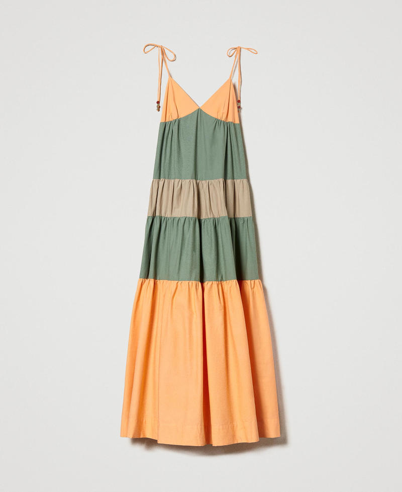 Robe longue avec volants bicolores