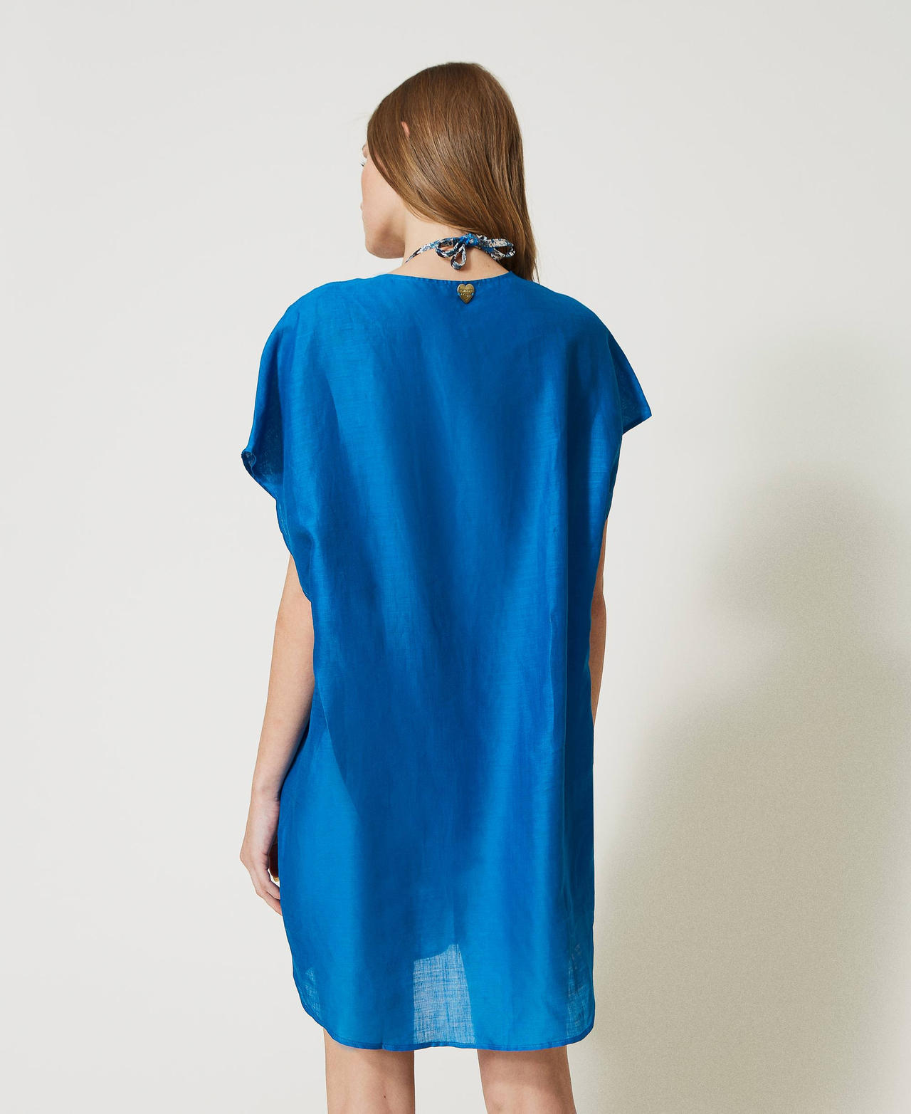 Short ramie dress “Neon Ink” Blue Woman 231LM2MAA-03
