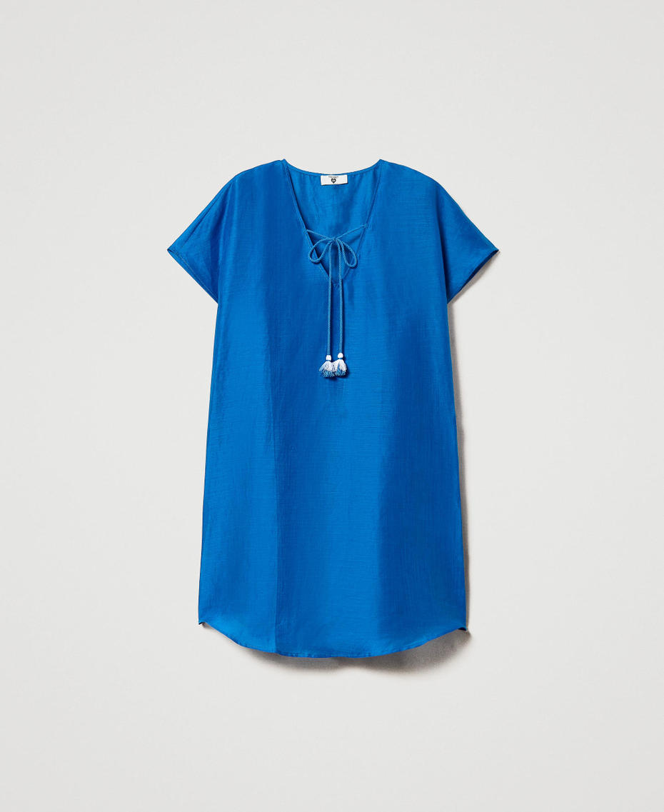 Short ramie dress “Neon Ink” Blue Woman 231LM2MAA-0S