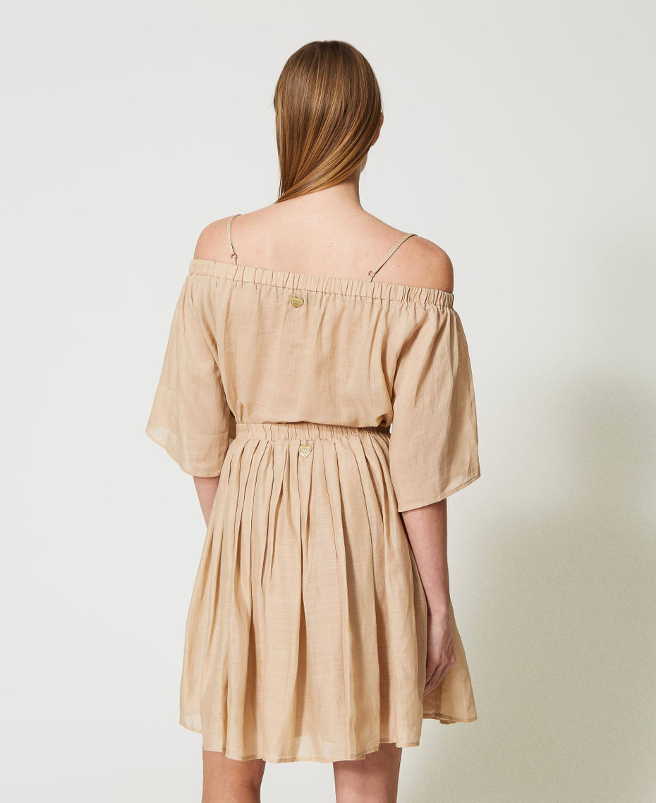Gonna corta in ramiè con pieghe Beige "Caribbean Beach" Donna 231LM2MBB_10580_03