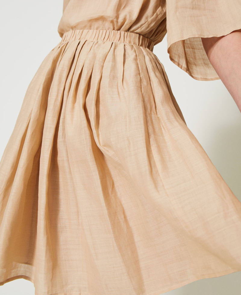 Gonna corta in ramiè con pieghe Beige "Caribbean Beach" Donna 231LM2MBB_10580_04