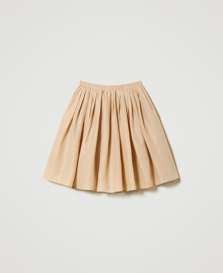 Short ramie skirt with pleats "Caribbean Beach” Beige Woman 231LM2MBB-0S