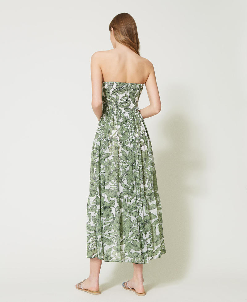 Abito longuette in georgette Stampa Palm Verde "Turtle Green" Donna 231LM2NCC_10599_03