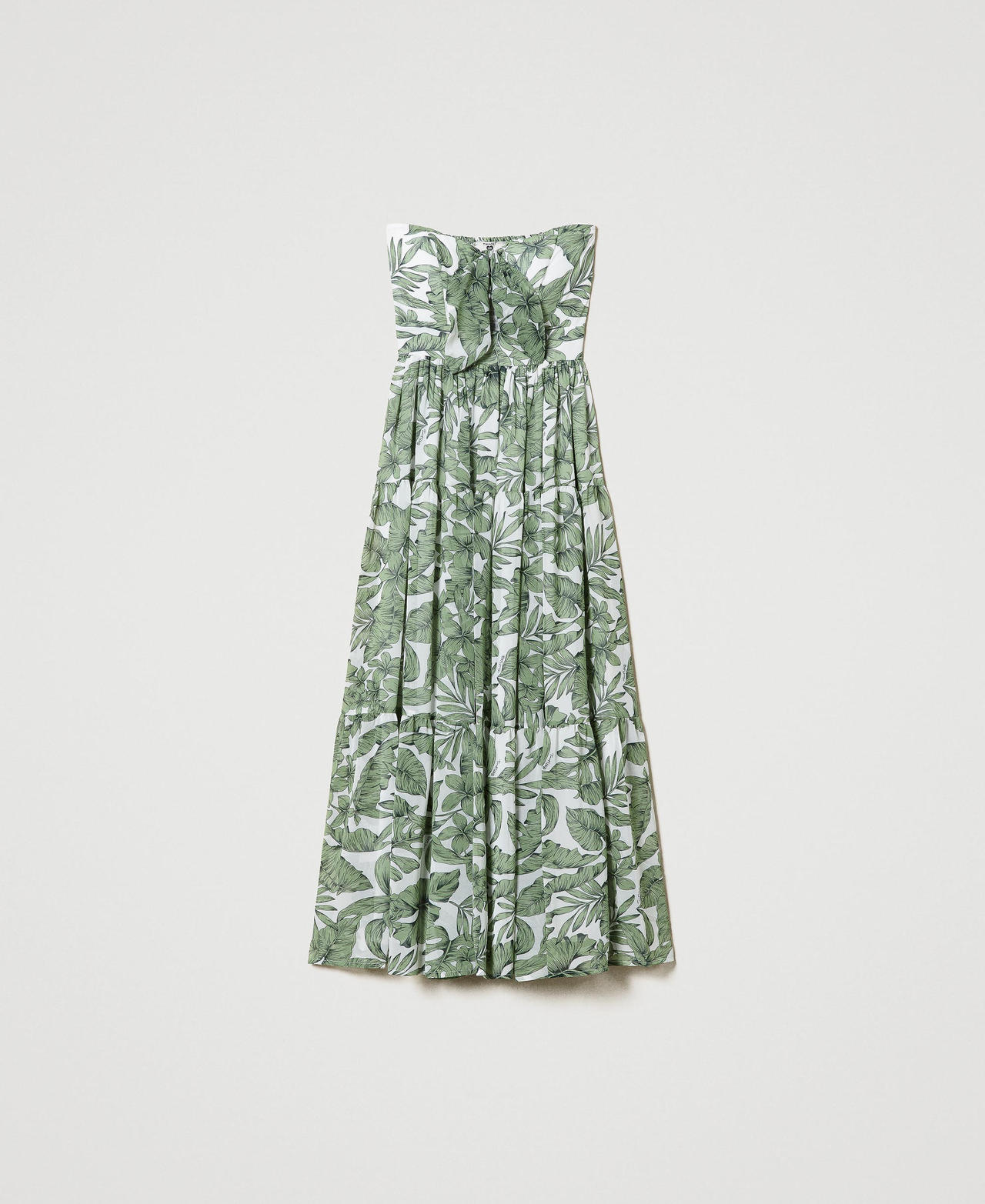 Abito longuette in georgette Stampa Palm Verde "Turtle Green" Donna 231LM2NCC_10599_0S