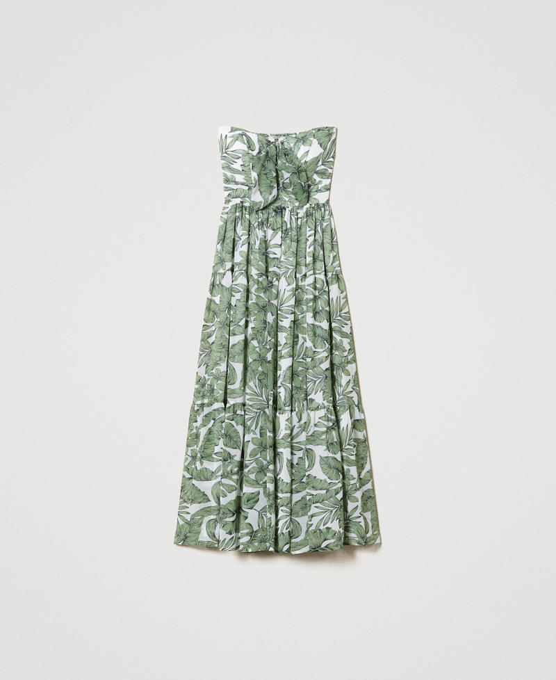 Abito longuette in georgette Stampa Palm Verde "Turtle Green" Donna 231LM2NCC_10599_0S