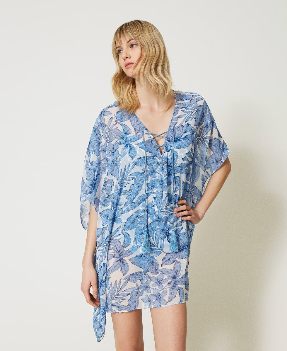Printed kaftan with fringes