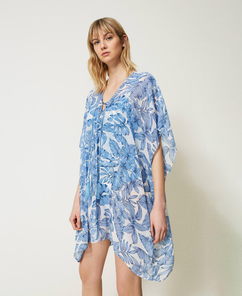 Printed kaftan with fringes