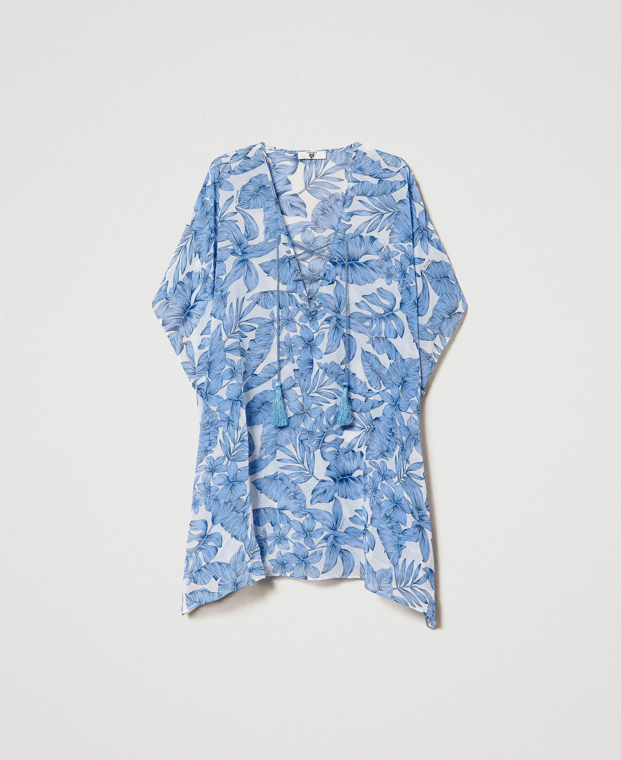 Printed kaftan with fringes