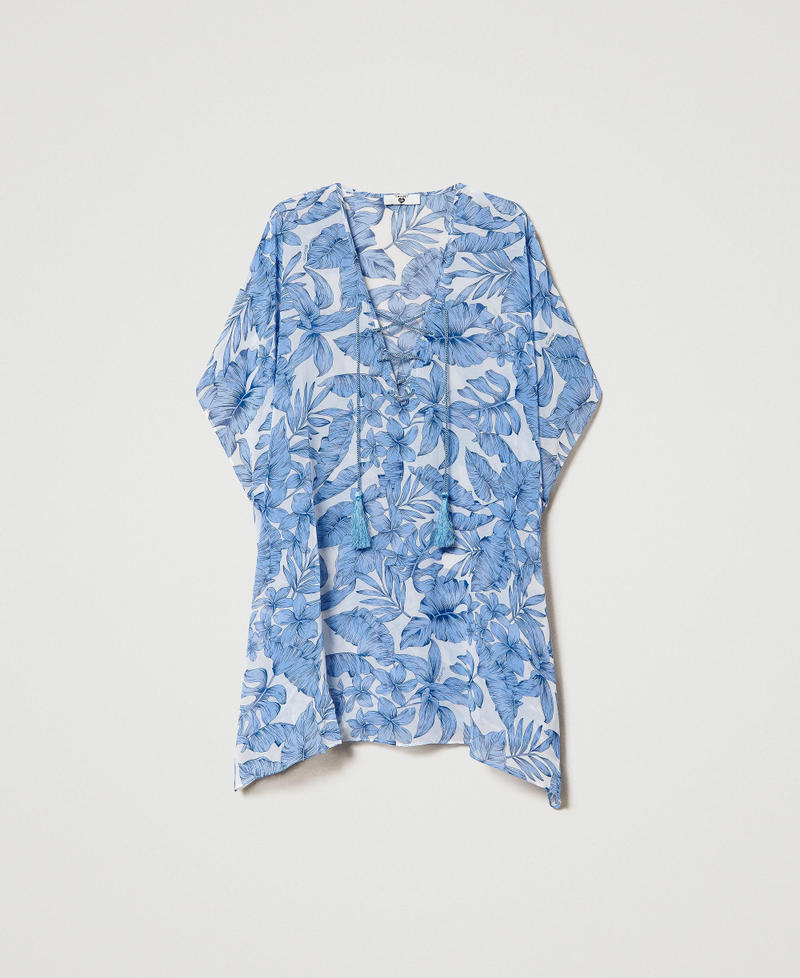 Printed kaftan with fringes