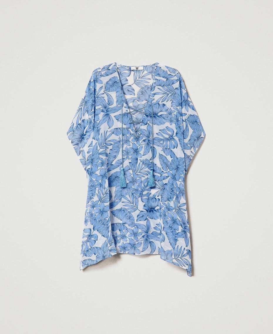 Printed kaftan with fringes