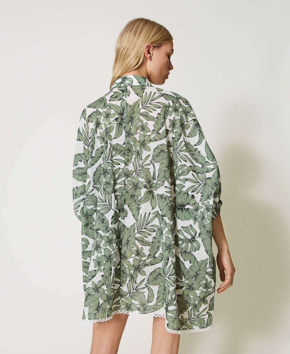Camicia over in mussola stampata Stampa Palm Verde "Turtle Green" Donna 231LM2PAA_10599_03