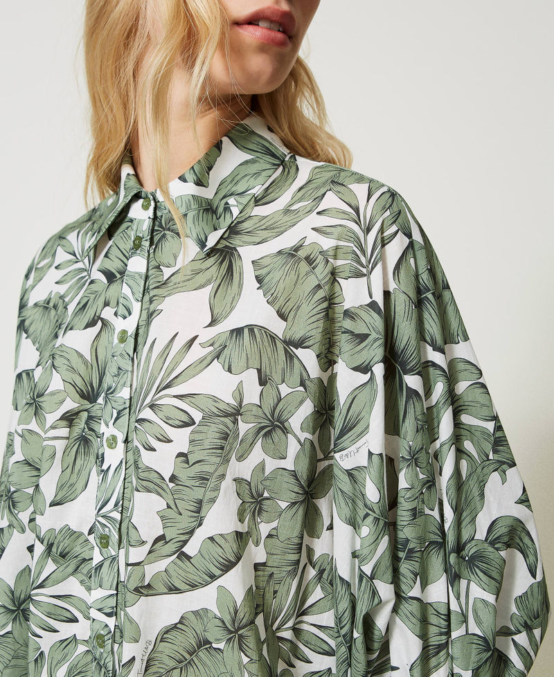 Camicia over in mussola stampata Stampa Palm Verde "Turtle Green" Donna 231LM2PAA_10599_04