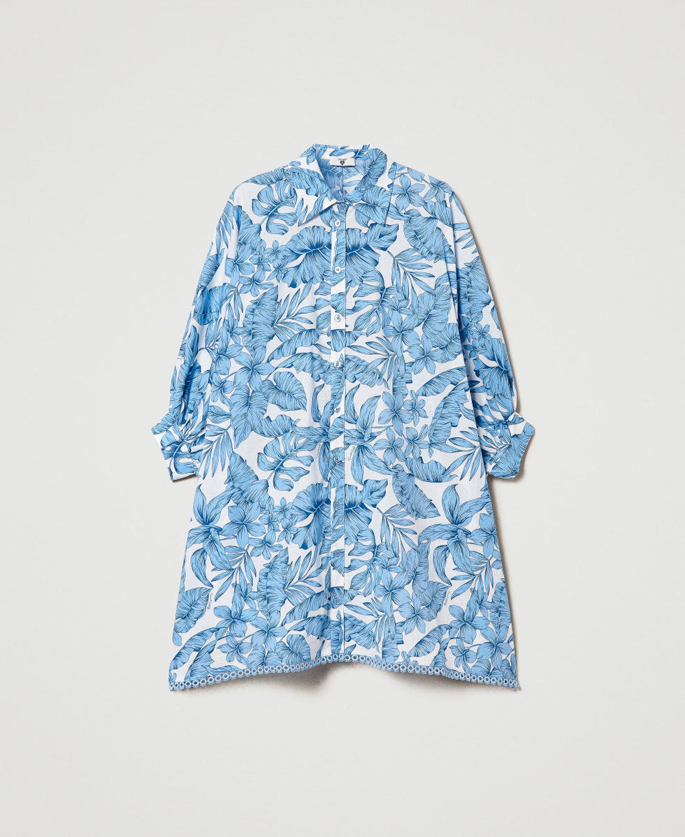 Printed muslin oversize shirt