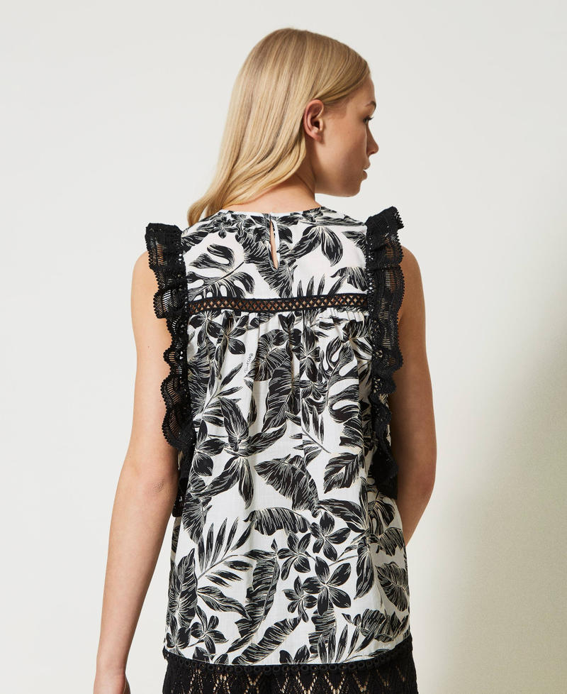 Longtop mit Print und Spitze