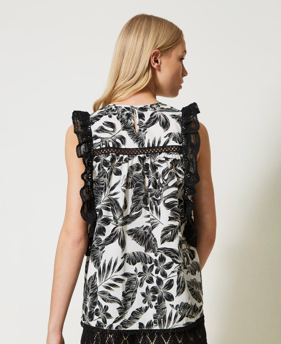 Longtop mit Print und Spitze