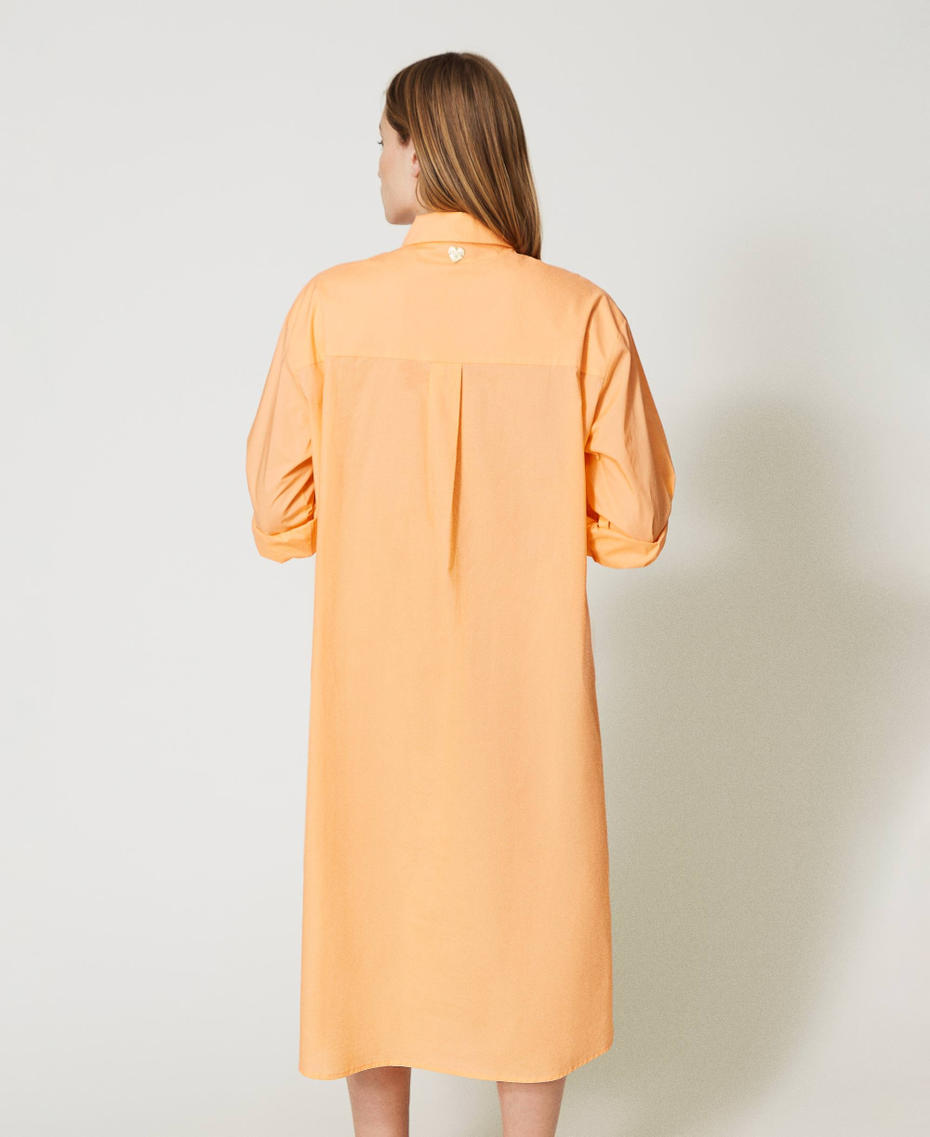 Midi shirt dress with broderie anglaise "Cantaloupe” Orange Woman 231LM2RBB-04