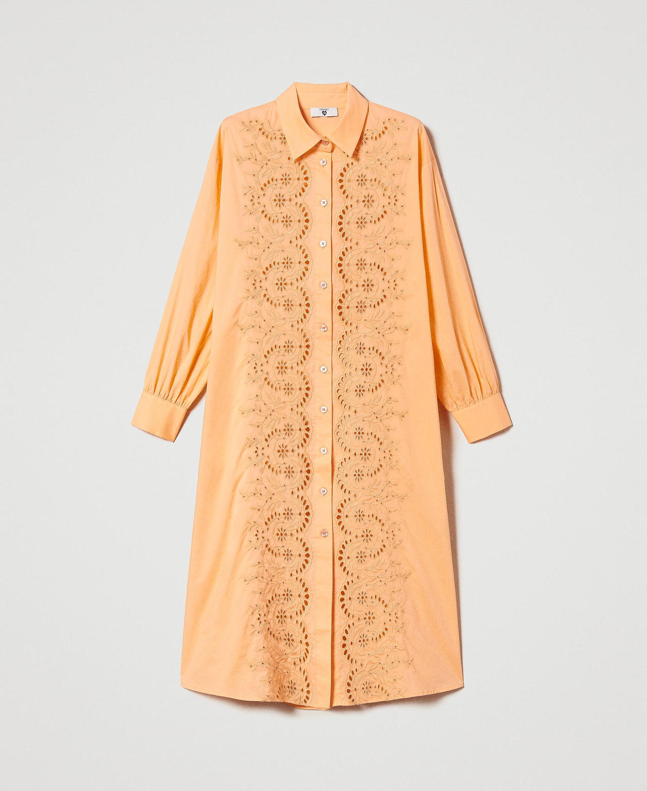 Robe chemisier midi avec broderie anglaise