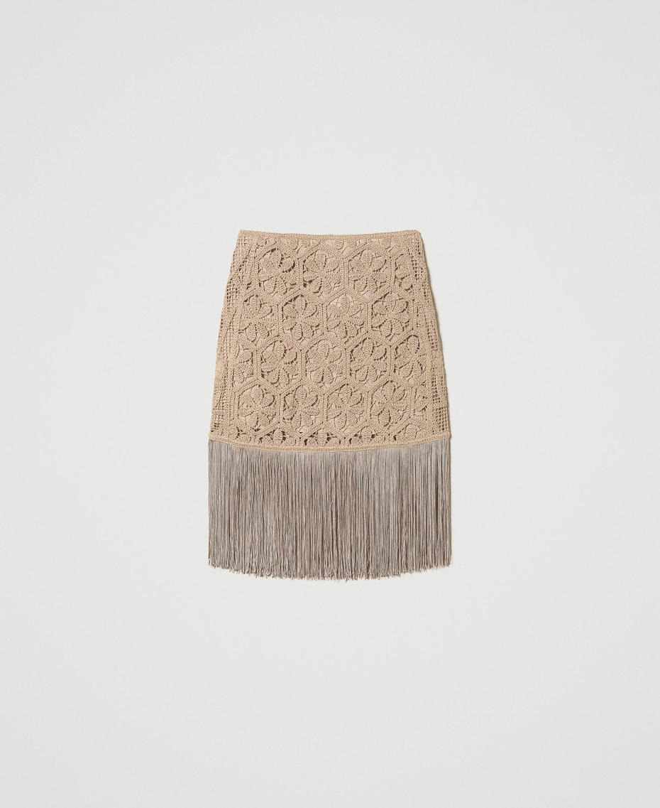 Macramé skirt with fringes "Caribbean Beach” Beige Woman 231LM2SDD_10580_S0