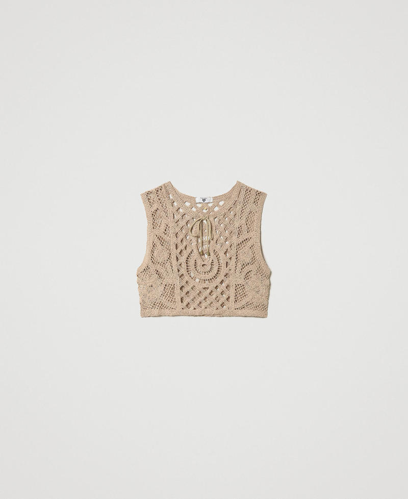 Top cropped in macramè Beige "Caribbean Beach" Donna 231LM2SMM_10580_0S