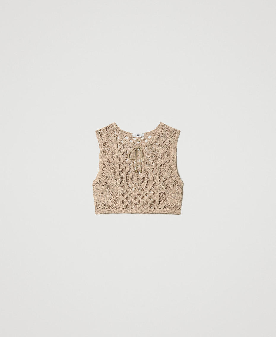 Cropped macramé top "Caribbean Beach” Beige Woman 231LM2SMM_10580_S0
