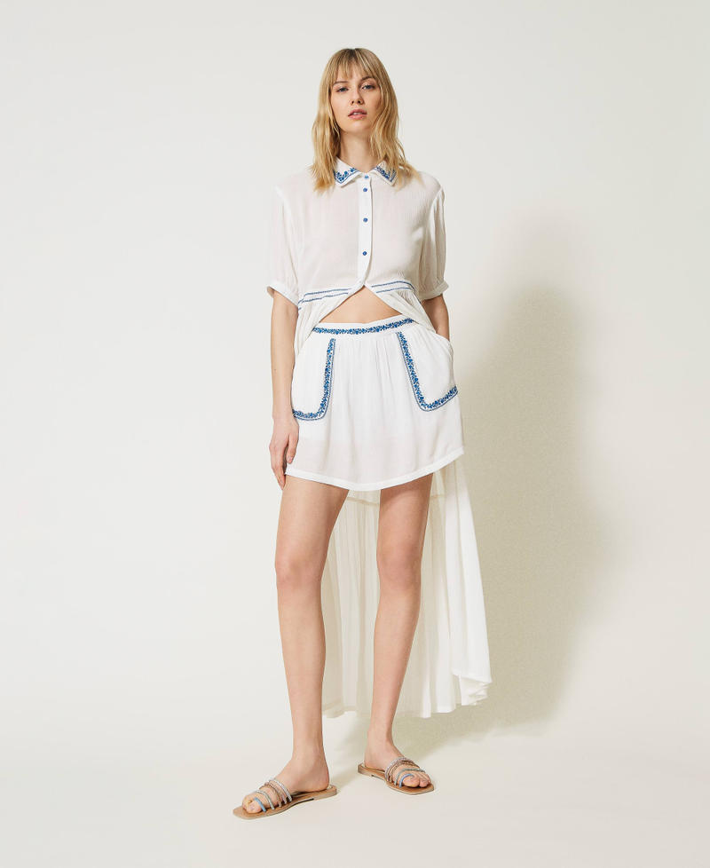 Muslin miniskirt with embroidery