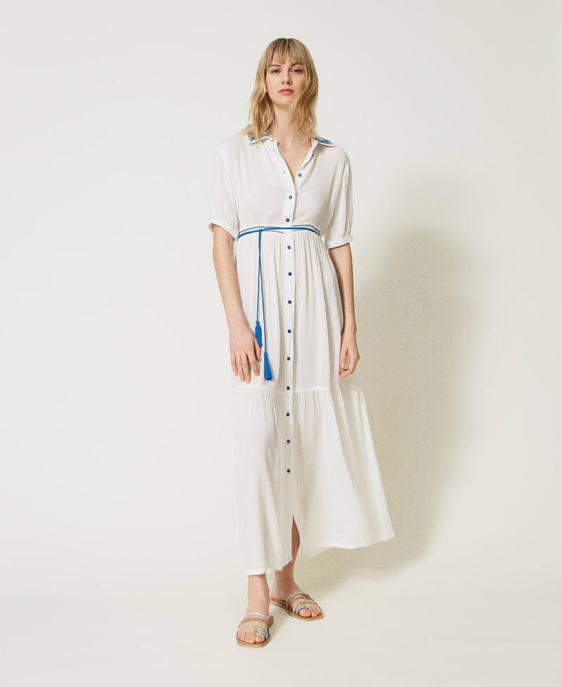 Robe chemisier longue avec broderie
