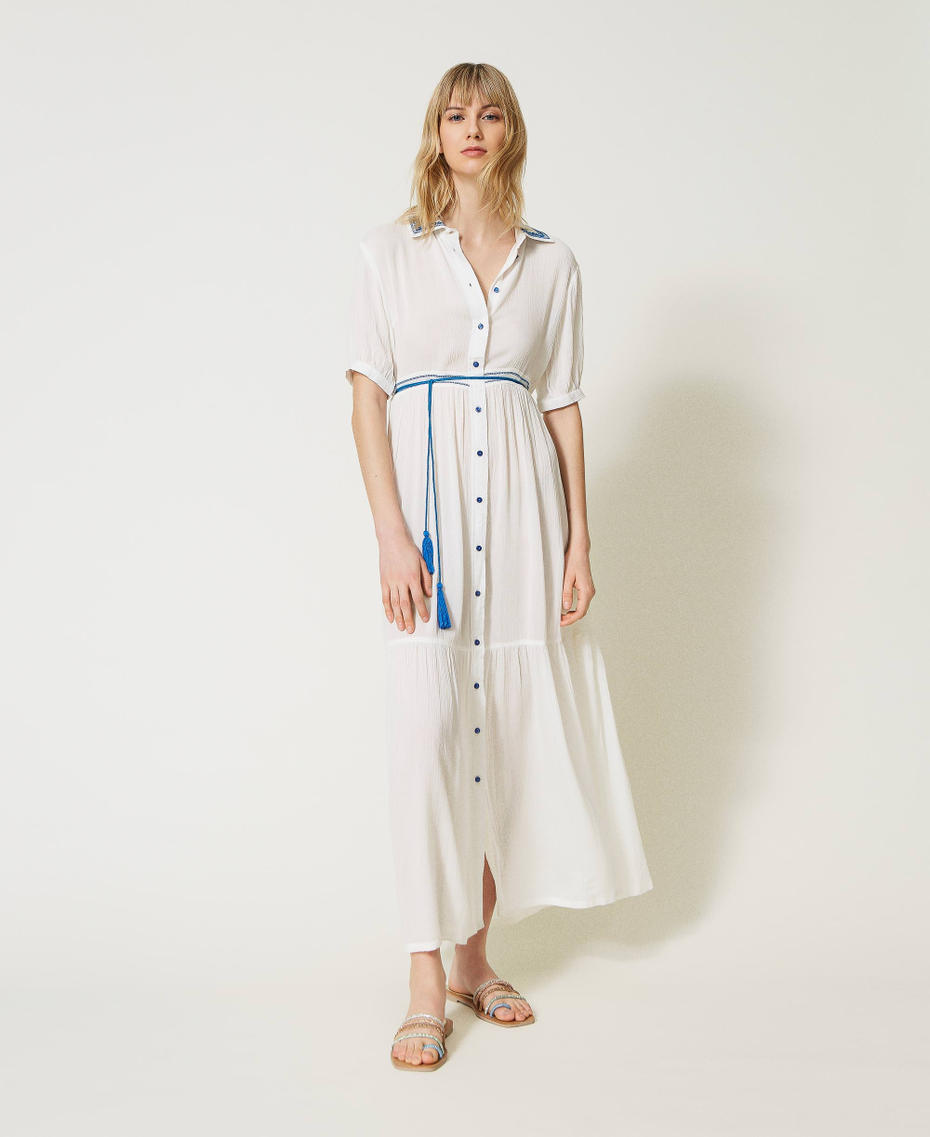 Long shirt dress with embroidery Off White Woman 231LM2TCC-01