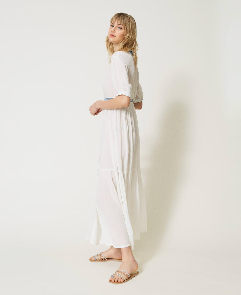 Robe chemisier longue avec broderie