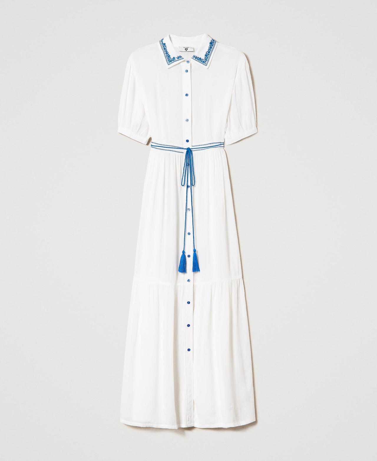 Robe chemisier longue avec broderie