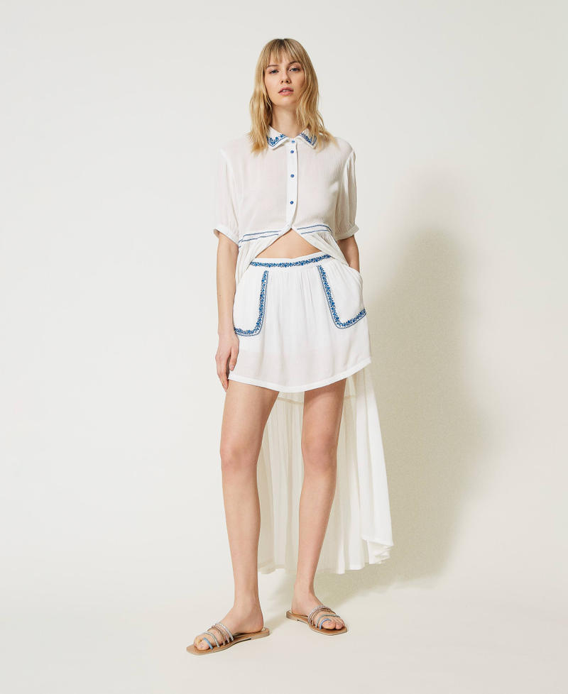 Long shirt dress with embroidery Off White Woman 231LM2TCC-0T