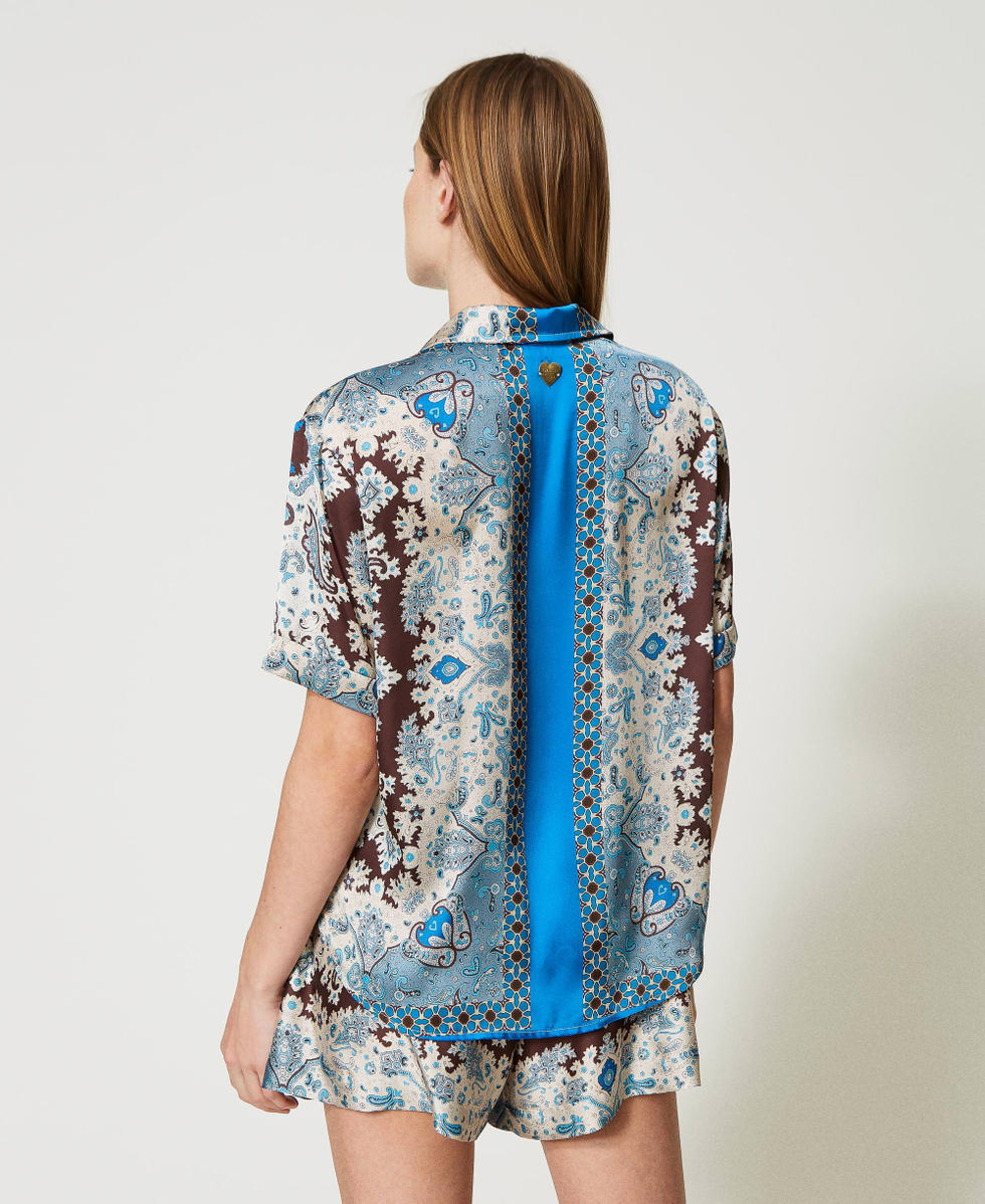 Satin shirt with scarf print