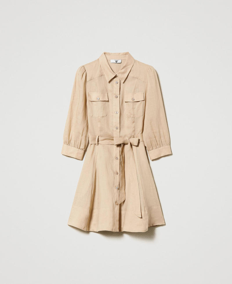 Robe chemisier courte en ramie